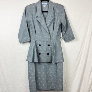 Vintage 90s Peplum Waist Midi Dress Womens M‎ Professional Retro Pleated USA